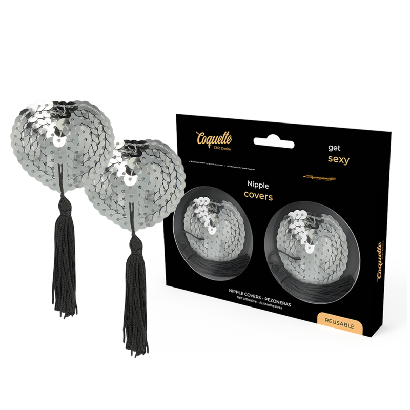 Silver nipple covers suggested by coquette 
Lingerie accessories and covers nipples