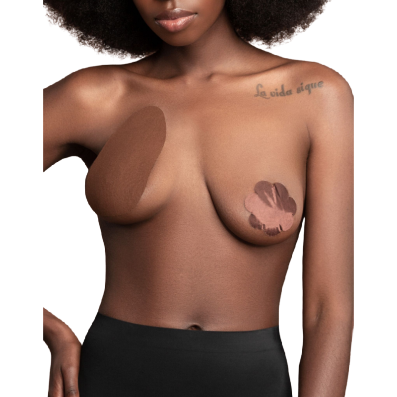 Bye bra boob enhancer plus 3 pairs of dark brown nipple covers
Sexy Bra