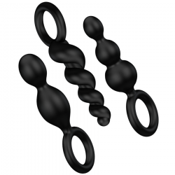 Conjunto de três tampões anais pretos 
Dildo e Plug Anal