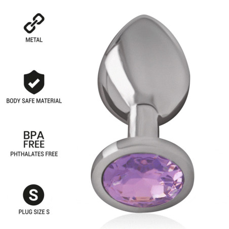 Plug Anale in Alluminio Metallizzato con Cristallo Viola - Taglia SDildo e Plug Anale