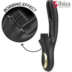 Ibiza Dual Action Black Vibrator with Pinching Feature for Intense PleasureRabbit Vibrators