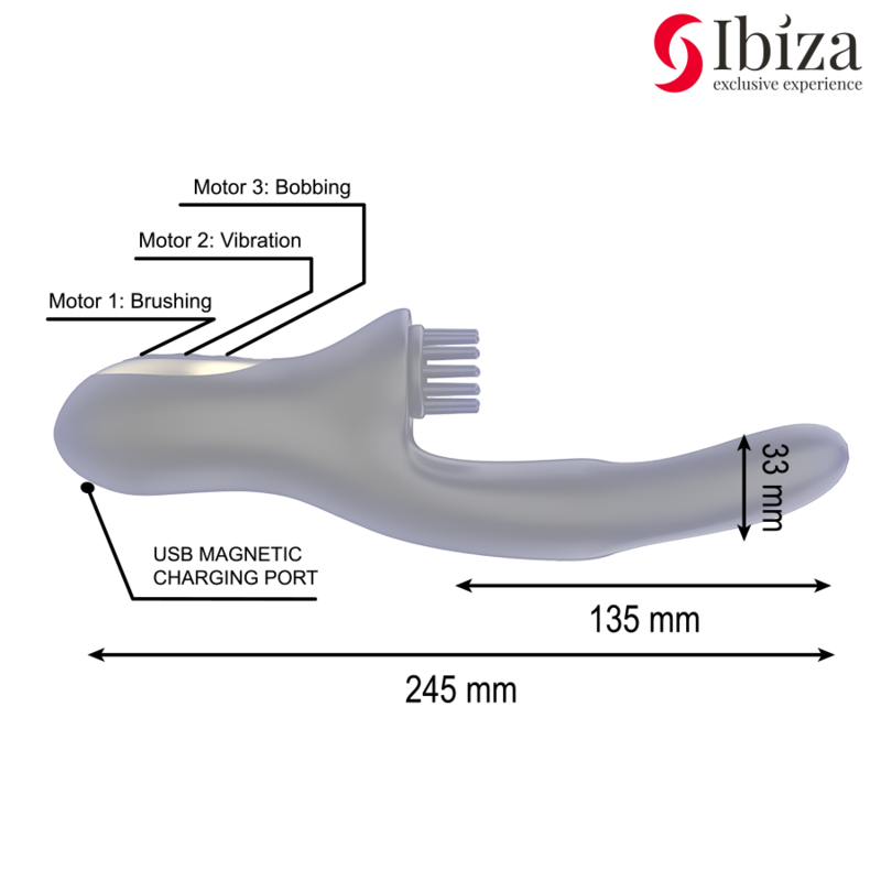 Vibrador Duplo IBIZA com Pinças - Estímulo Intensificado na Cor PretaVibradores de Coelho