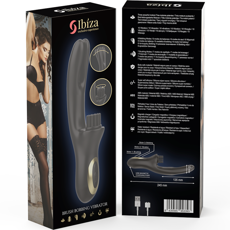 Vibrador Duplo IBIZA com Pinças - Estímulo Intensificado na Cor PretaVibradores de Coelho