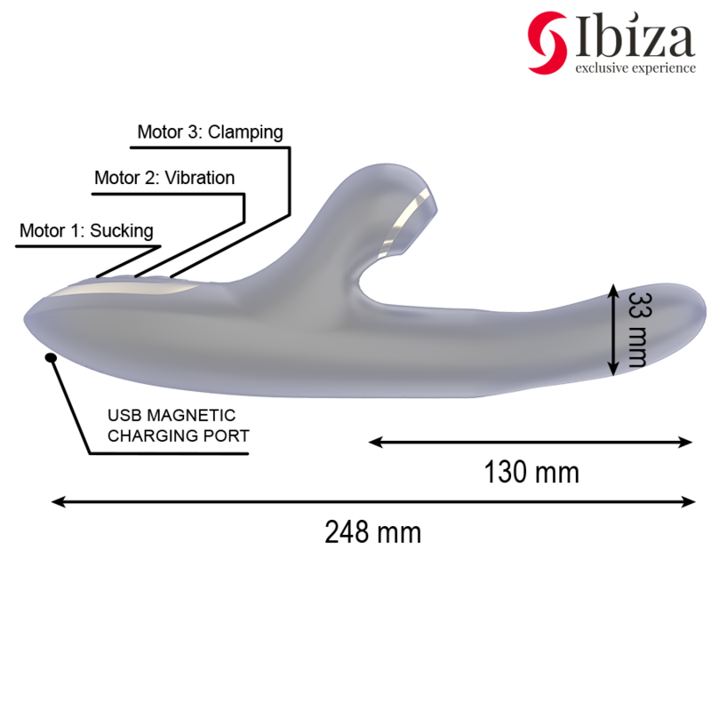 Ibiza Dual Vibration Clamping Device - Sleek Black Pleasure ToyRabbit Vibrators
