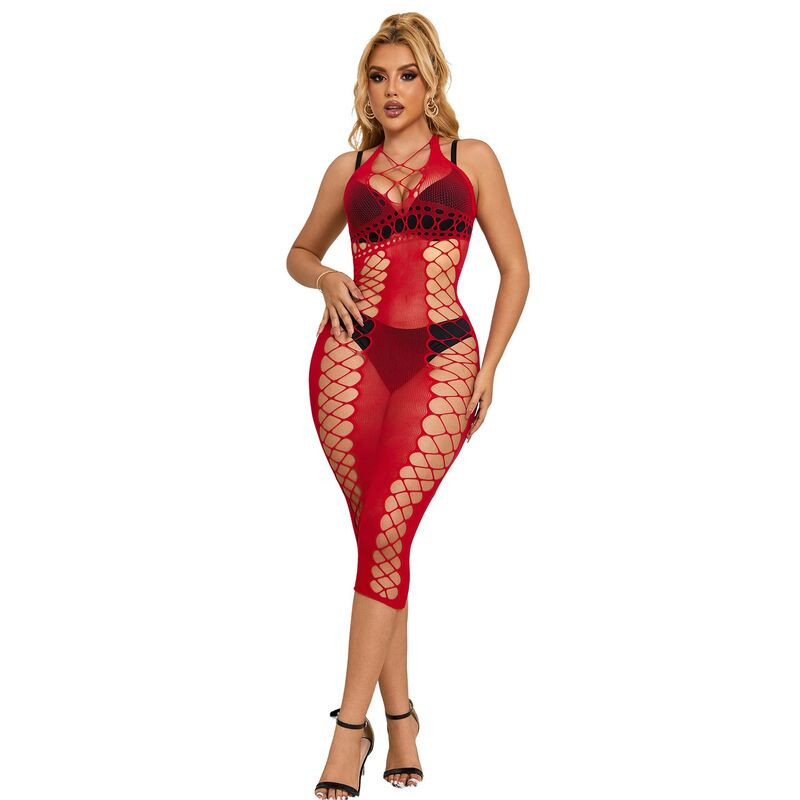 Robe filet rouge longue Subblime - Taille unique, élégance et allure séduisanteNuisettes