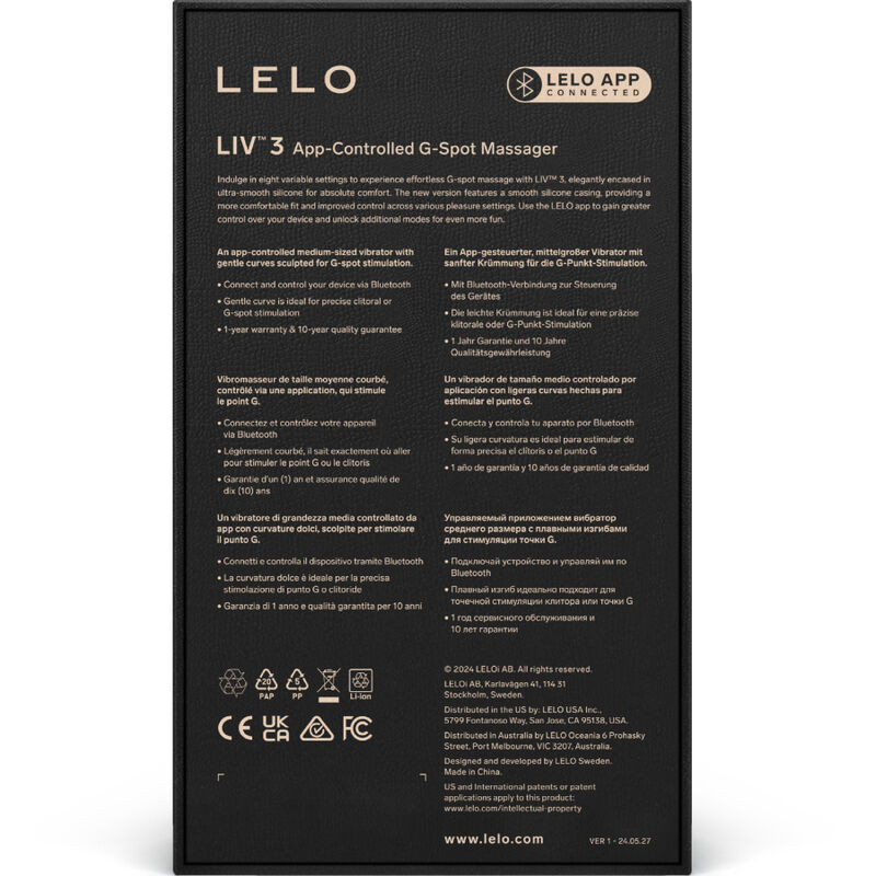 Vibrador Punto G Recargable con App LELO Liv 3 RosaVibradores de clítoris con o sin contacto