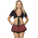 Sexy Schulmädchen-Kostüm mit Knoten-Top und Faltenrock S/MKostüm für Damen