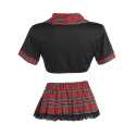 Costume scolara sexy con top annodato e gonna plissettata S/MTravestimento Donna