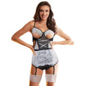 Sexy Dienstmädchen Bodysuit mit Corsage und Strumpfband S/MKostüm für Damen