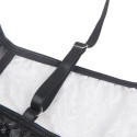 Body lingerie sexy soubrette noire et blanche avec jarretière S/MDéguisement Femme