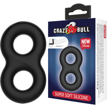 Anillo doble de silicona para pene Crazy Bull Infinity ajustableCockrings y anillos de pene