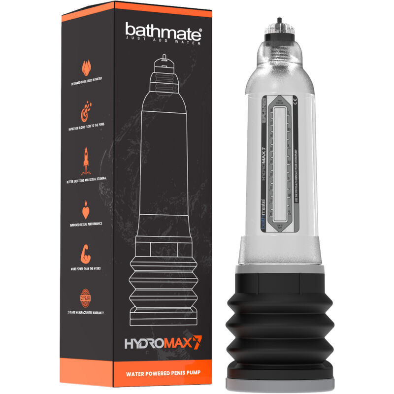 Bomba de pene Bathmate Hydromax 7 transparente de agua a presion