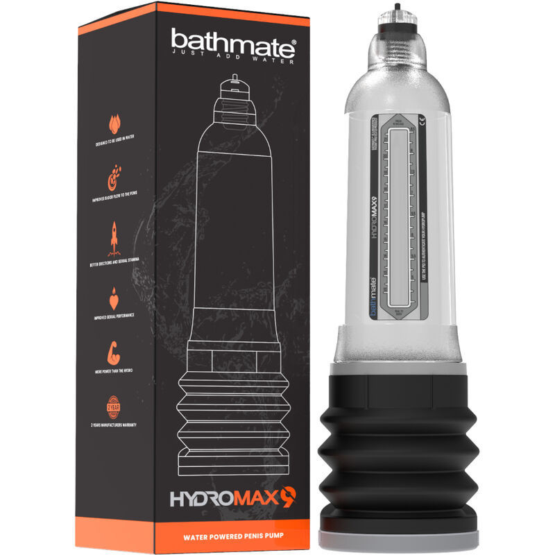 Bomba peniana hidrica transparente Bathmate HydroMax 9 rotativaDesenvolvedores de Pênis