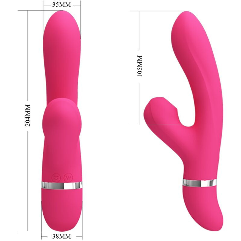 Vibrador rabbit con succión Pretty Love Willow magenta siliconaEstimuladores sin contacto