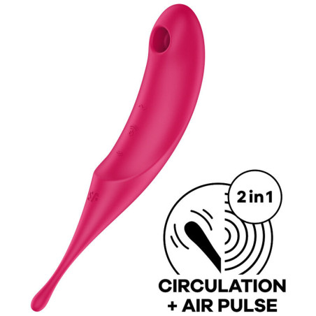 Stimulateur clitoridien air pulsé et vibromasseur Twirling Pro rougeStimulateurs sans contact