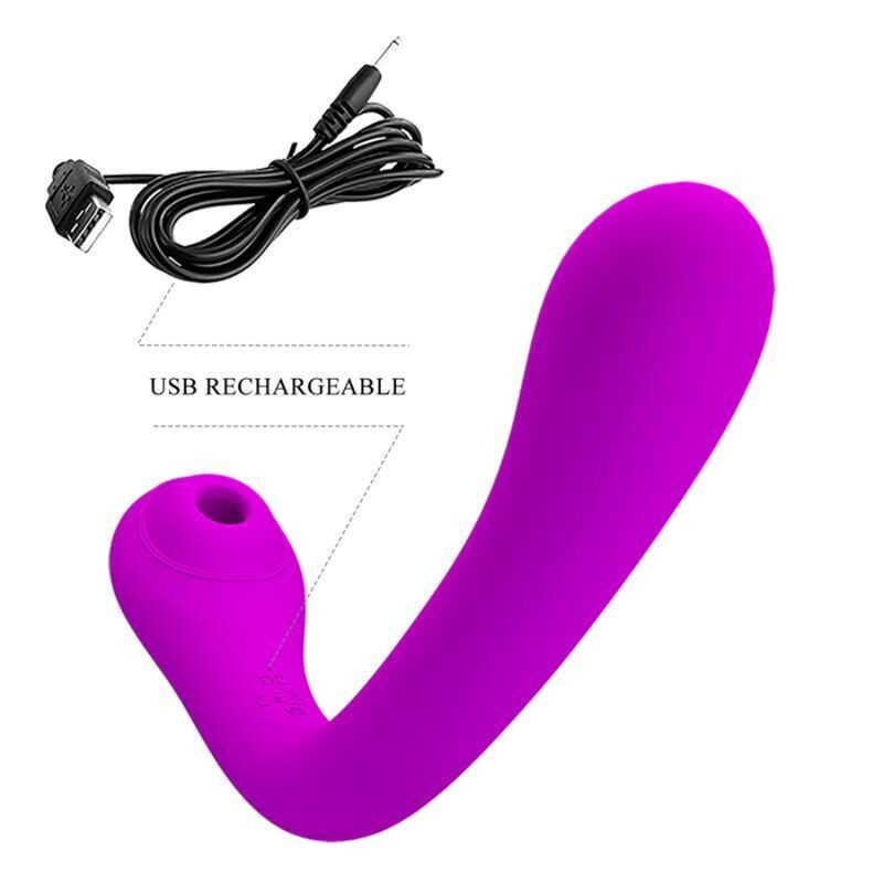 Vibrador com sucção clitoriana Pretty Love Alex Lilac USB 2 em 1Estimuladores sem contacto