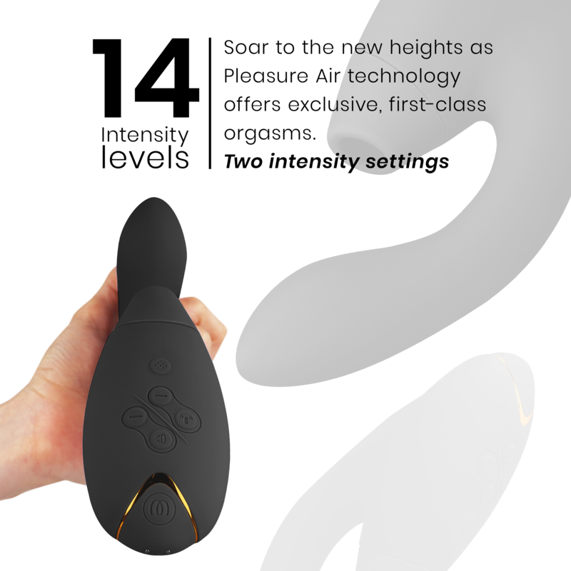Womanizer Duo 2 estimulador duplo preto com Pleasure Air e vibraçõesEstimuladores sem contacto