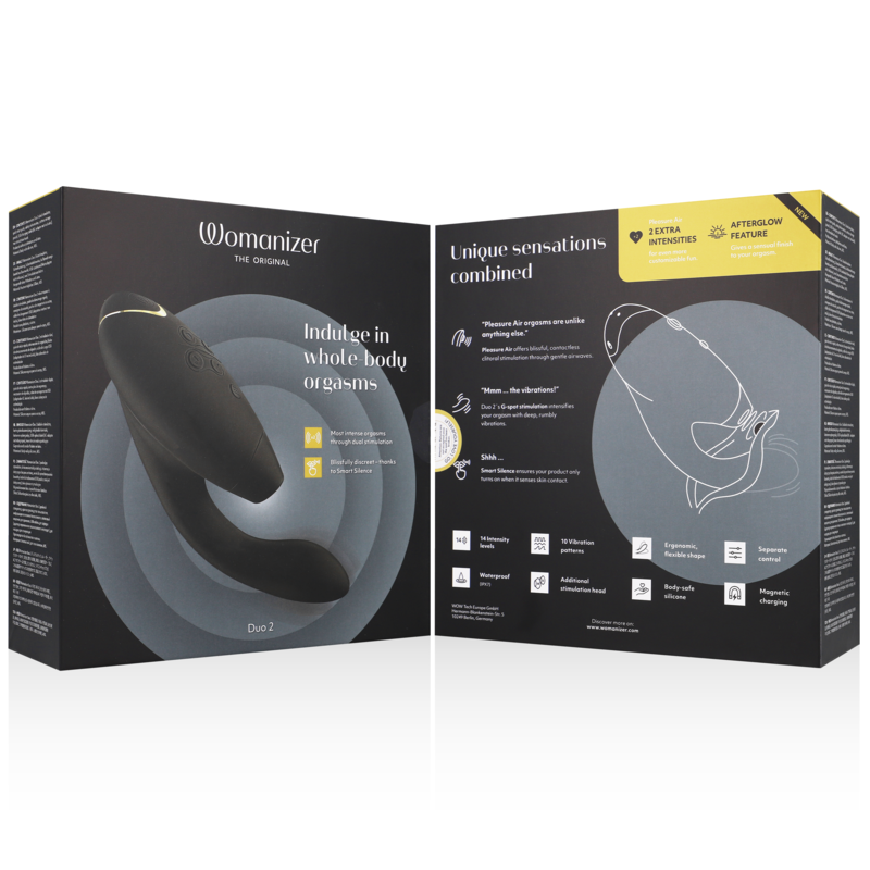 Womanizer Duo 2 black dual stimulator with Pleasure Air & vibrationsNon-contact stimulators