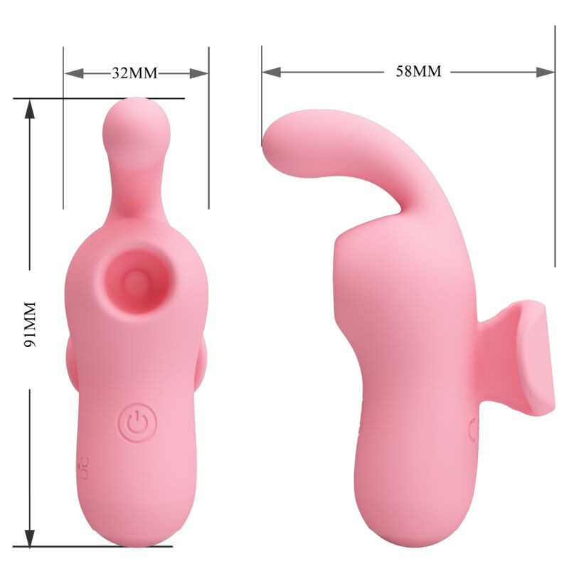 Vibrador de dedo com sucção dupla Pretty Love Mini FunEstimuladores sem contacto