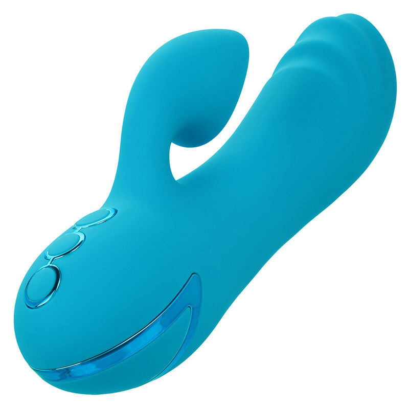 Estimulador duplo Sunset Beach Seducer azul, vibração e sucçãoEstimuladores sem contacto