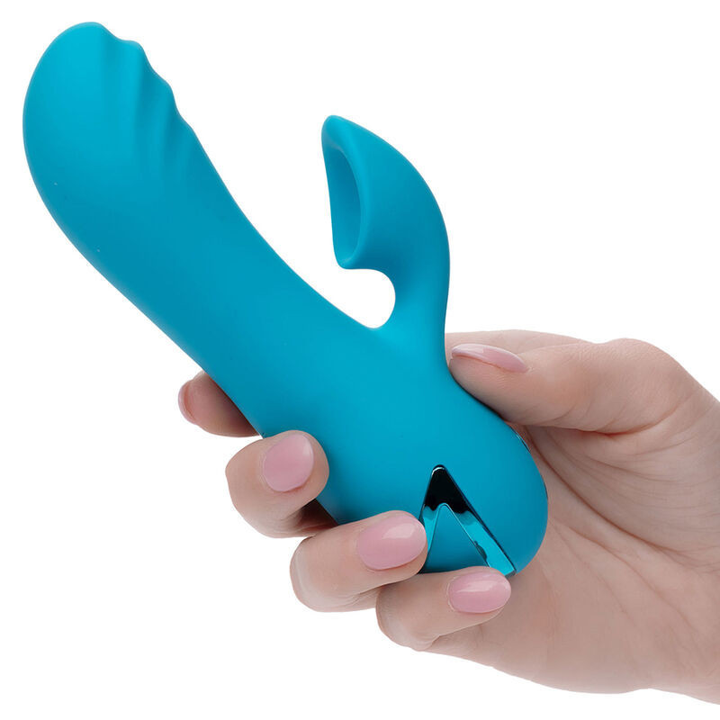 Stimulateur double Sunset Beach Seducer bleu, vibrations et aspirationStimulateurs sans contact