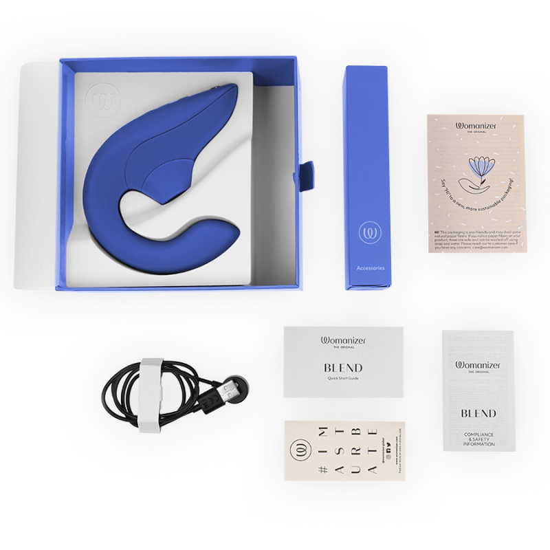 Vibromasseur rabbit Womanizer Blend double stimulation bleu vibrantStimulateurs sans contact