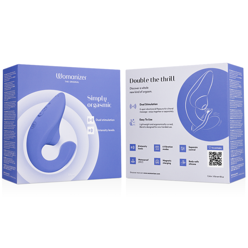 Vibrador rabbit Womanizer Blend doble estimulación azul vivoEstimuladores sin contacto