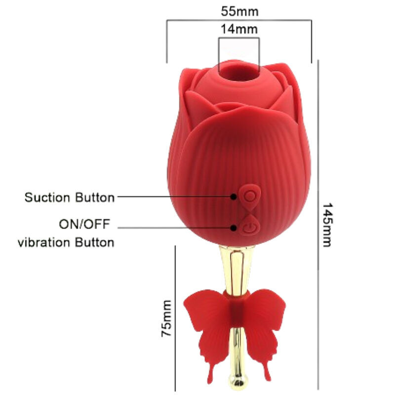 Stimulateur à succion Armony Butterfly Flower rouge, 10 modesStimulateurs sans contact