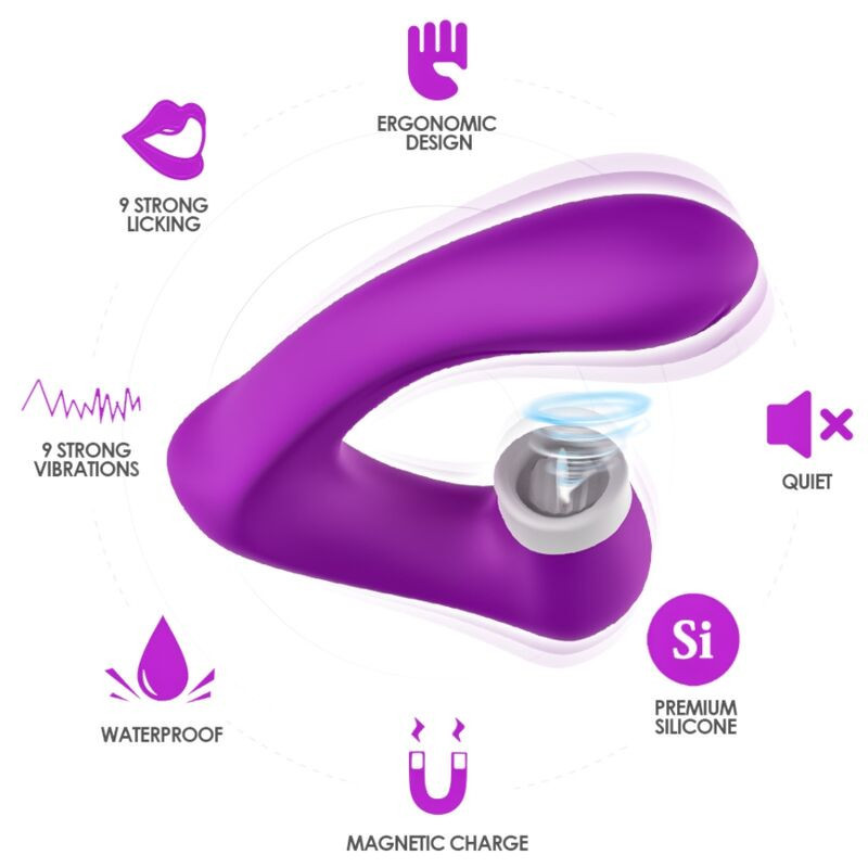 Stimolatore clitorideo curvo ARMONY SecretKiss fucsia USBStimolatori senza contatto