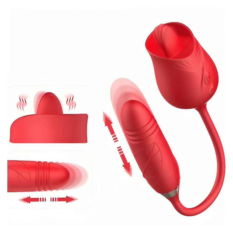 Vibromasseur à succion et va-et-vient Armony Delight Flower rougeStimulateurs sans contact