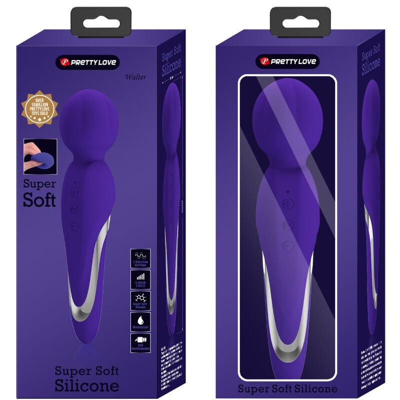 Vibromasseur wand Pretty Love Walter en silicone violet rechargeableMasseur Magic Wand