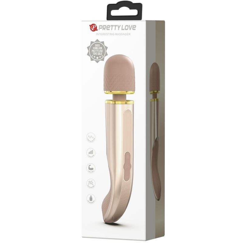 Massageador vibratório Pretty Love Champagne 7 modos, silicone USBMassagista Magic Wand