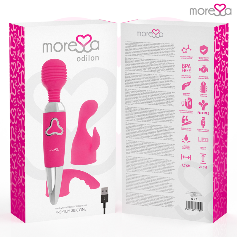 Vibrador recargable de silicona premium Moressa Odilon 25 cmMasajista Magic Wand