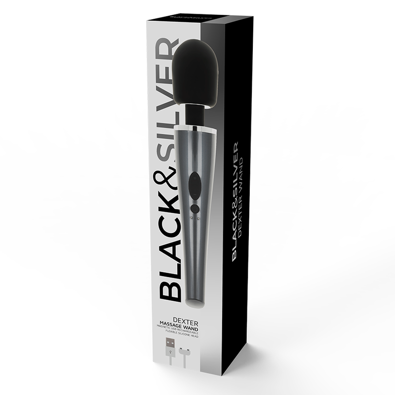 Wand massaggio vibrante Dexter nero/argento USBMassaggiatore Magic Wand