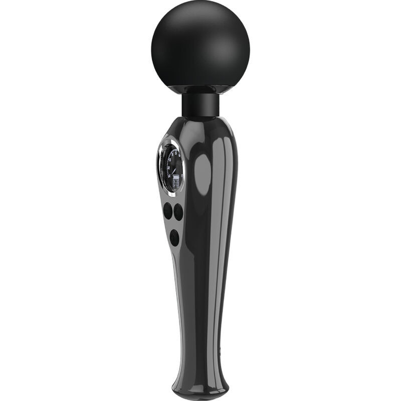 Vibrador wand recargable Pretty Love Skyler negro, LCDMasajista Magic Wand