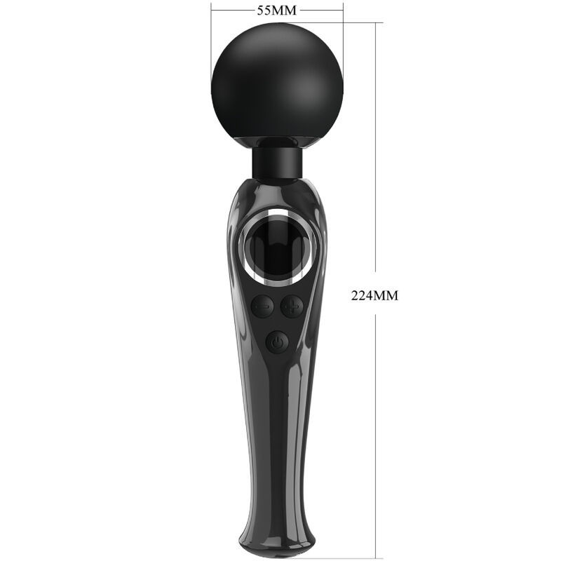 Vibratore wand ricaricabile Pretty Love Skyler nero, LCDMassaggiatore Magic Wand