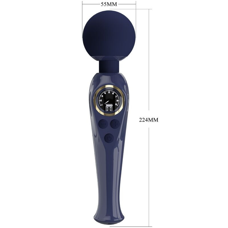 Vibrador wand recargable Pretty Love Skyler negro, LCDMasajista Magic Wand