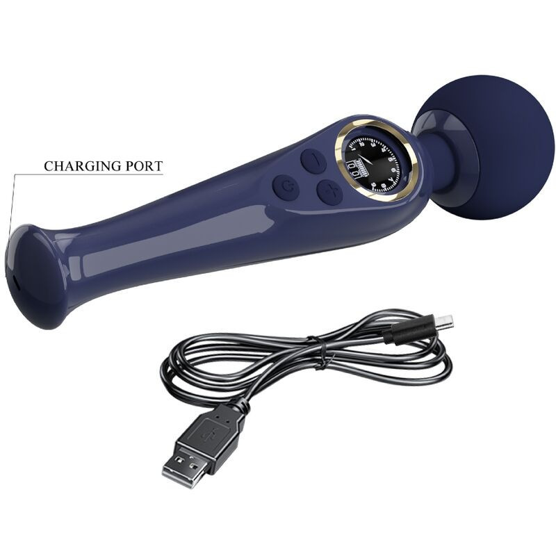 Vibratore wand ricaricabile Pretty Love Skyler nero, LCDMassaggiatore Magic Wand
