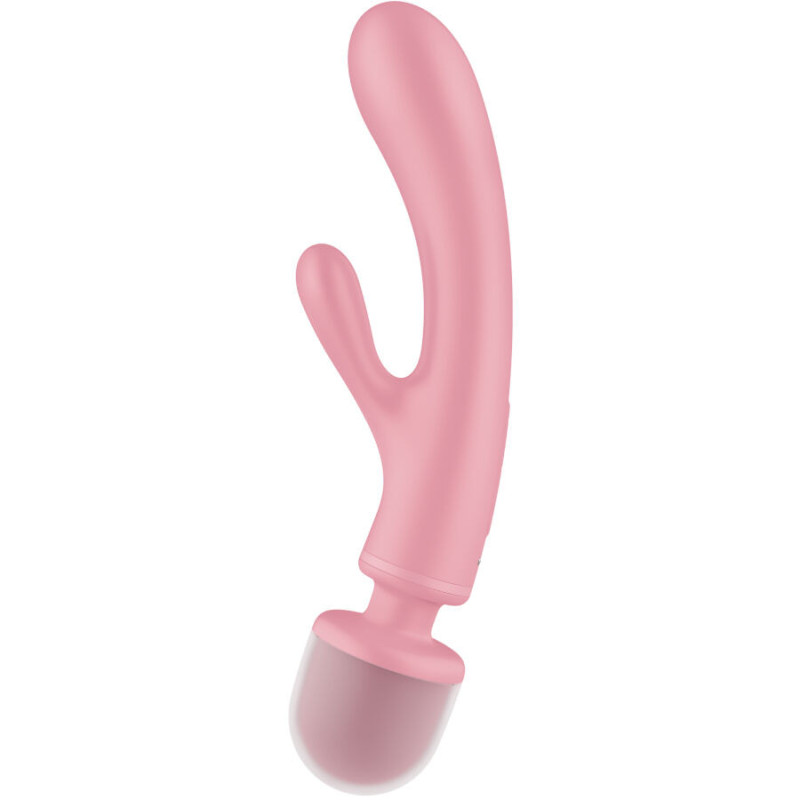 Vibrador rabbit 2 en 1 Satisfyer Triple Lover rosa 3 motoresMasajista Magic Wand