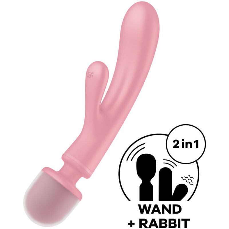 Vibrador rabbit 2 en 1 Satisfyer Triple Lover rosa 3 motoresMasajista Magic Wand