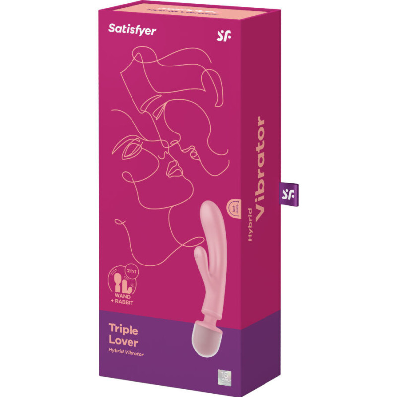 Vibrador rabbit 2 en 1 Satisfyer Triple Lover rosa 3 motoresMasajista Magic Wand
