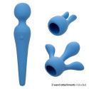 Akku-Wand-Vibrator blau mit 2 Aufsätzen und 10 GeschwindigkeitenMasseur Magic Wand