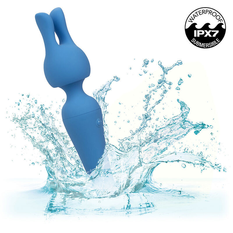Akku-Wand-Vibrator blau mit 2 Aufsätzen und 10 GeschwindigkeitenMasseur Magic Wand