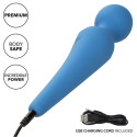 Akku-Wand-Vibrator blau mit 2 Aufsätzen und 10 GeschwindigkeitenMasseur Magic Wand