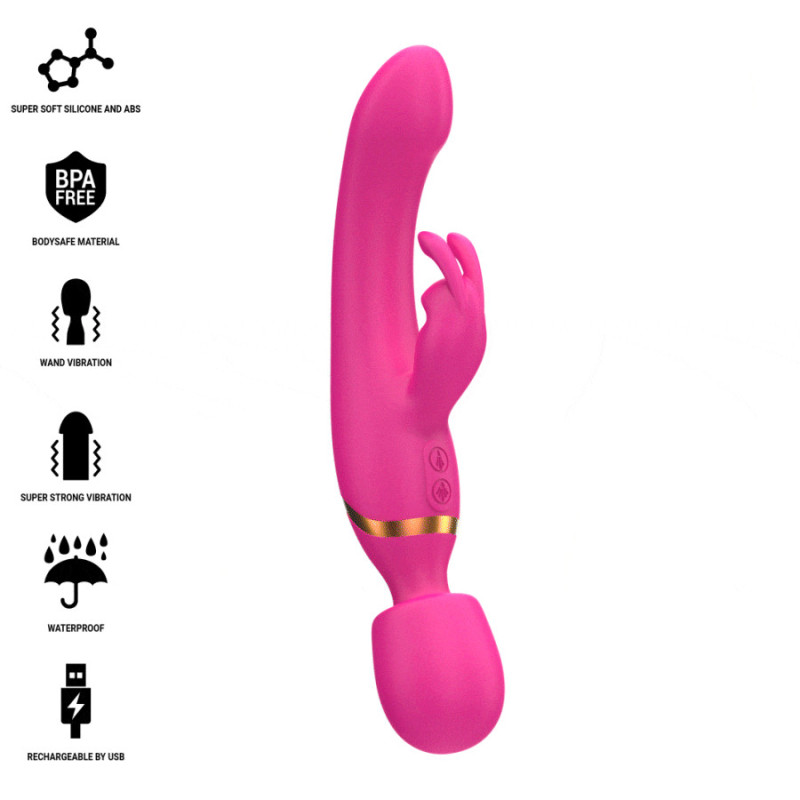 Winona Intense dual rabbit & wand vibrator, USB rechargeableMassagist Magic Wand