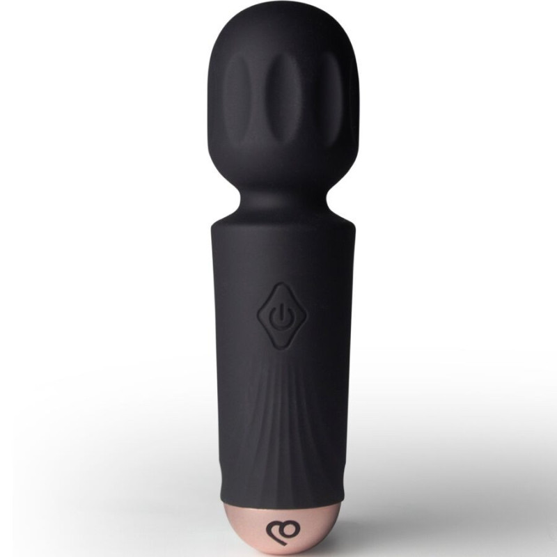Mini vibrador wand recargable 16 modos negro, punta precisaMasajista Magic Wand