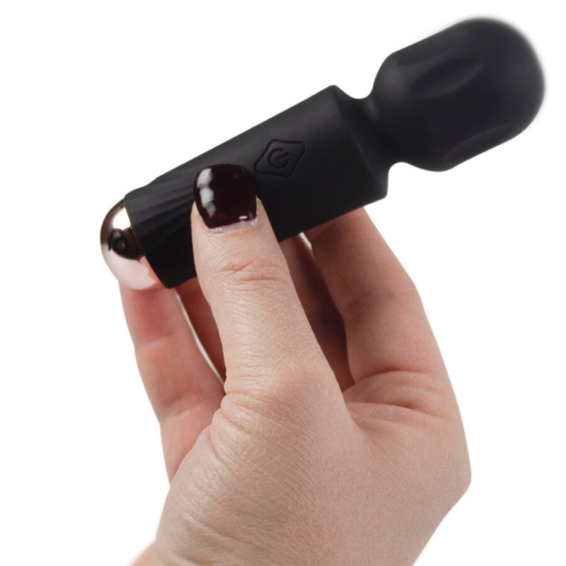 Mini vibrador wand recarregável 16 modos preto, ponta precisaMassagista Magic Wand