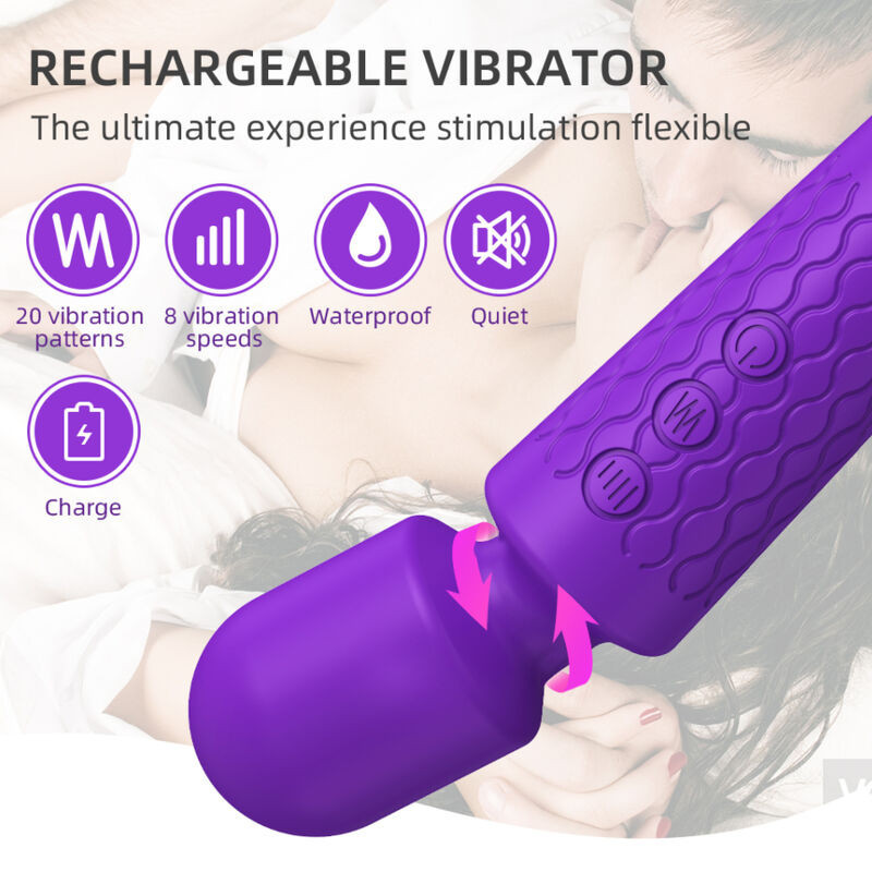 Mini vibromasseur compact Armony violet 15 cm, 20 modesMasseur Magic Wand