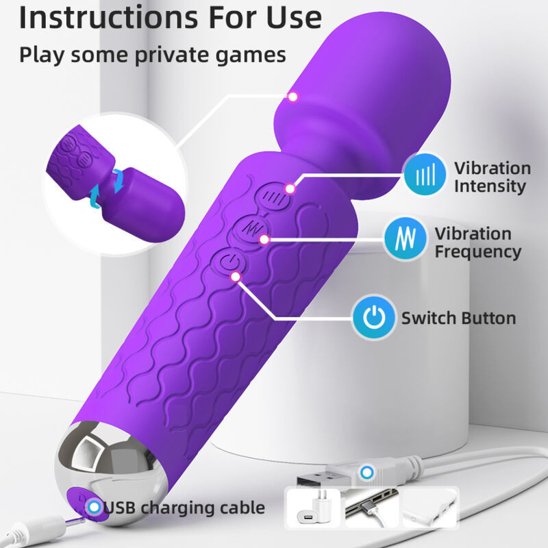 Mini vibromasseur compact Armony violet 15 cm, 20 modesMasseur Magic Wand