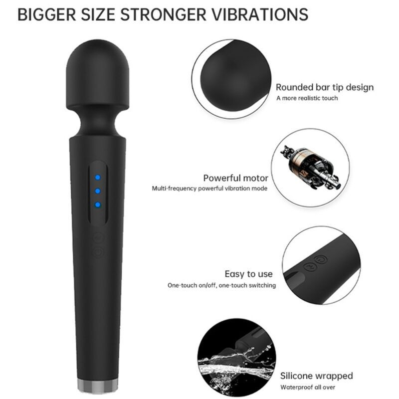 Mini vibratore ricaricabile Armony 10 modalità rosa accesoMassaggiatore Magic Wand